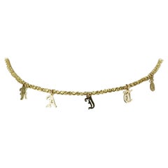 Ruby Stella Gothic Letters 14K Yellow Gold Ball Chain Necklace
