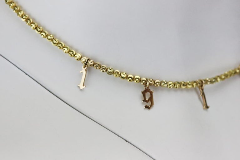 Ruby Stella Gothic Numbers 14K Yellow Gold Ball Chain Necklace For Sale ...