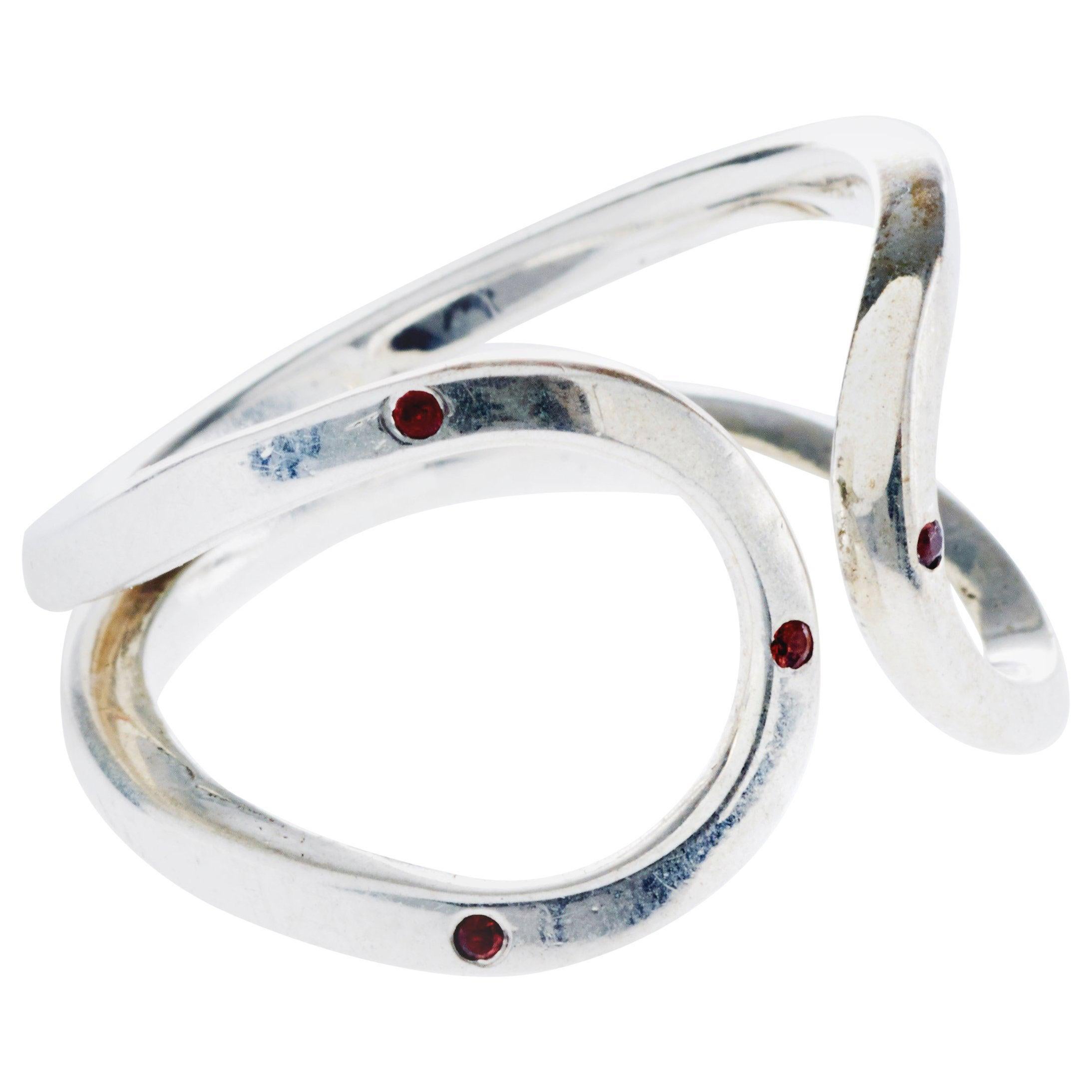 Ruby Sterling Silver Ring Cocktail Ring Open Resizable J Dauphin For Sale