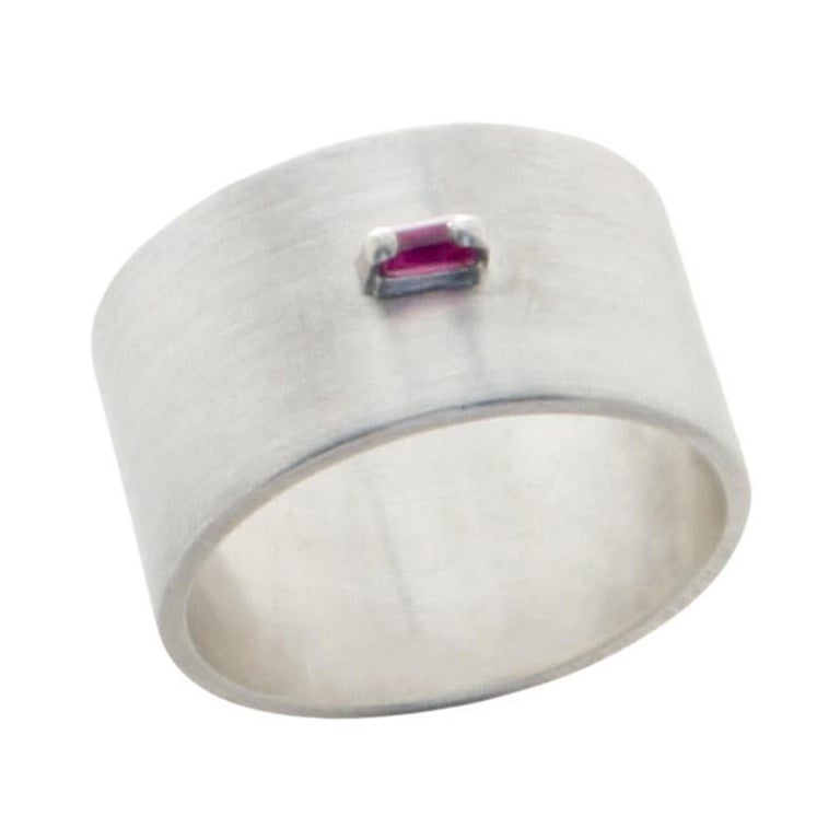 Ruby sterling silver Wide Ring