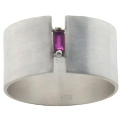 Ruby sterling silver Wide Ring, US 6.75
