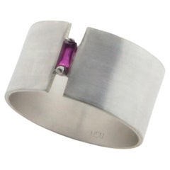 Bague large en argent sterling et rubis, US7