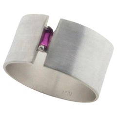 Ruby sterling silver Wide Ring, US9