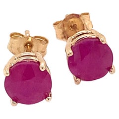 Ruby Stud Earrings 14k Gold 2.33 TCW 1.34 Grams Certified
