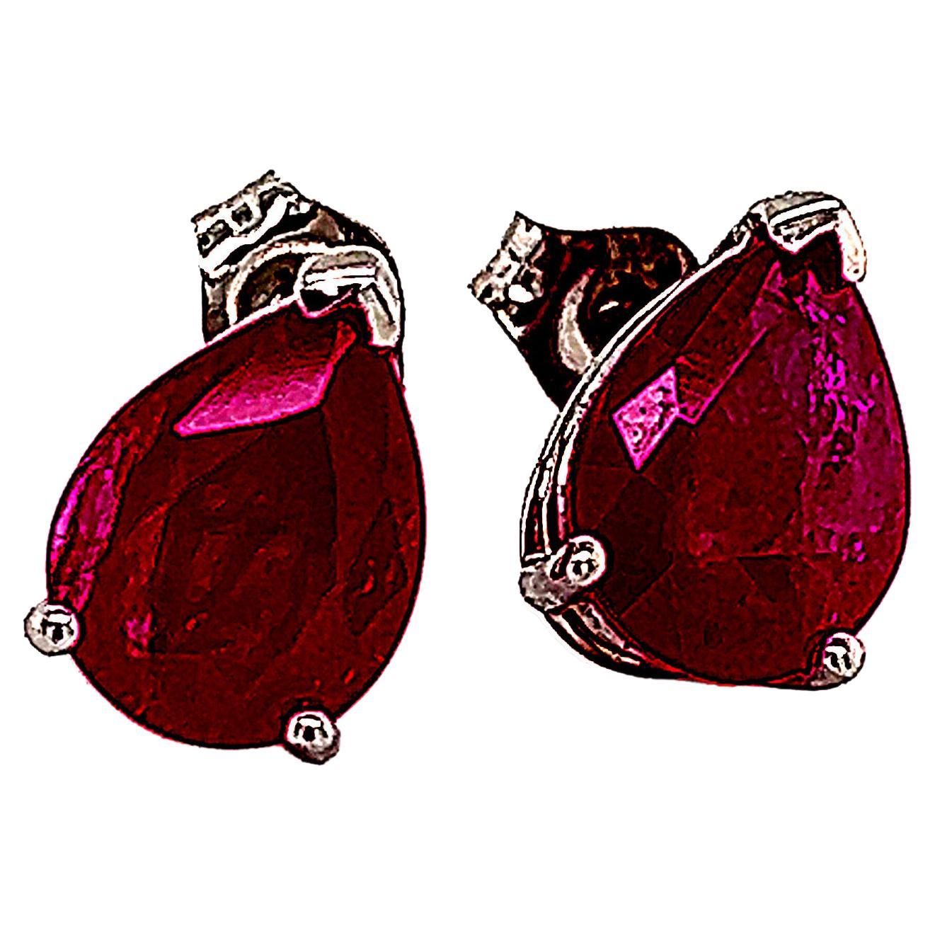 Oval Shape Ruby Stud Earrings 14k Y Gold 4.03 TCW Certified For Sale at 1stDibs