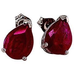 Ruby Stud Earrings 14k Gold 3.70 TCW 1.55 Grams Certified