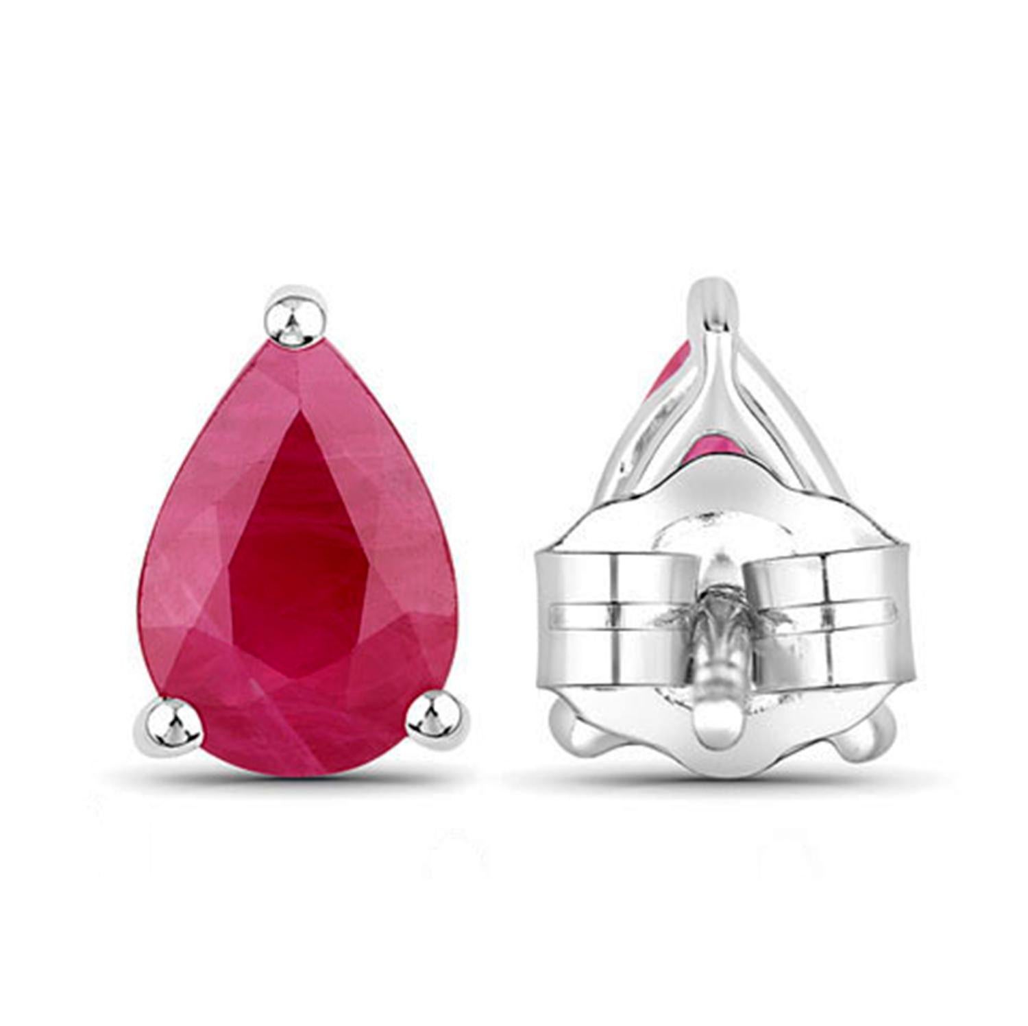 Ruby Stud Earrings 1.5 Carats 14K White Gold Excellent état - En vente à Punta Gorda, FL