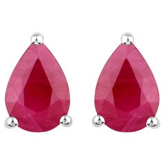 Boucles d'oreilles rubis 1,5 carats or blanc 14K