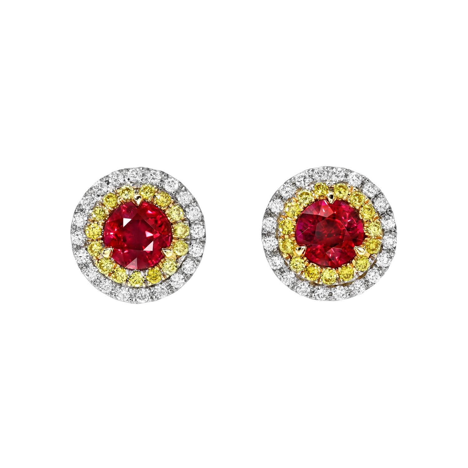 Stunning 1.70 Carat Ruby Cushion & Diamond Stud Earrings – Luxury Yellow and White Gold Jewelry - Merkaba Beverly Hills

Description:

Introduction
Presenting a fantastic pair of 1.70 carat Ruby cushion stud earrings, set in a stunning combination