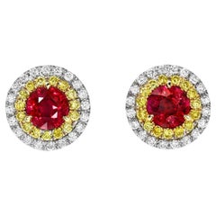 Exquisite 1,70 Karat Rubin und Diamant-Ohrstecker - Luxus Gelbgoldschmuck
