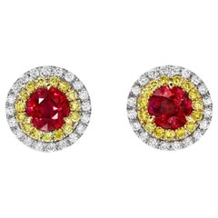 Ruby Stud Earrings 1.70 Carat Round