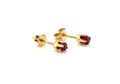 Ruby Stud Earrings .25ct Round 14K Yellow Gold July Birthstone