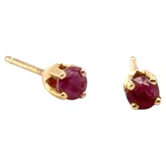Ruby Stud Earrings .25ct Round 14K Yellow Gold July Birthstone