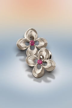 Ruby Stud Earrings in 18k Italian Gold by Oltremare Gioielli