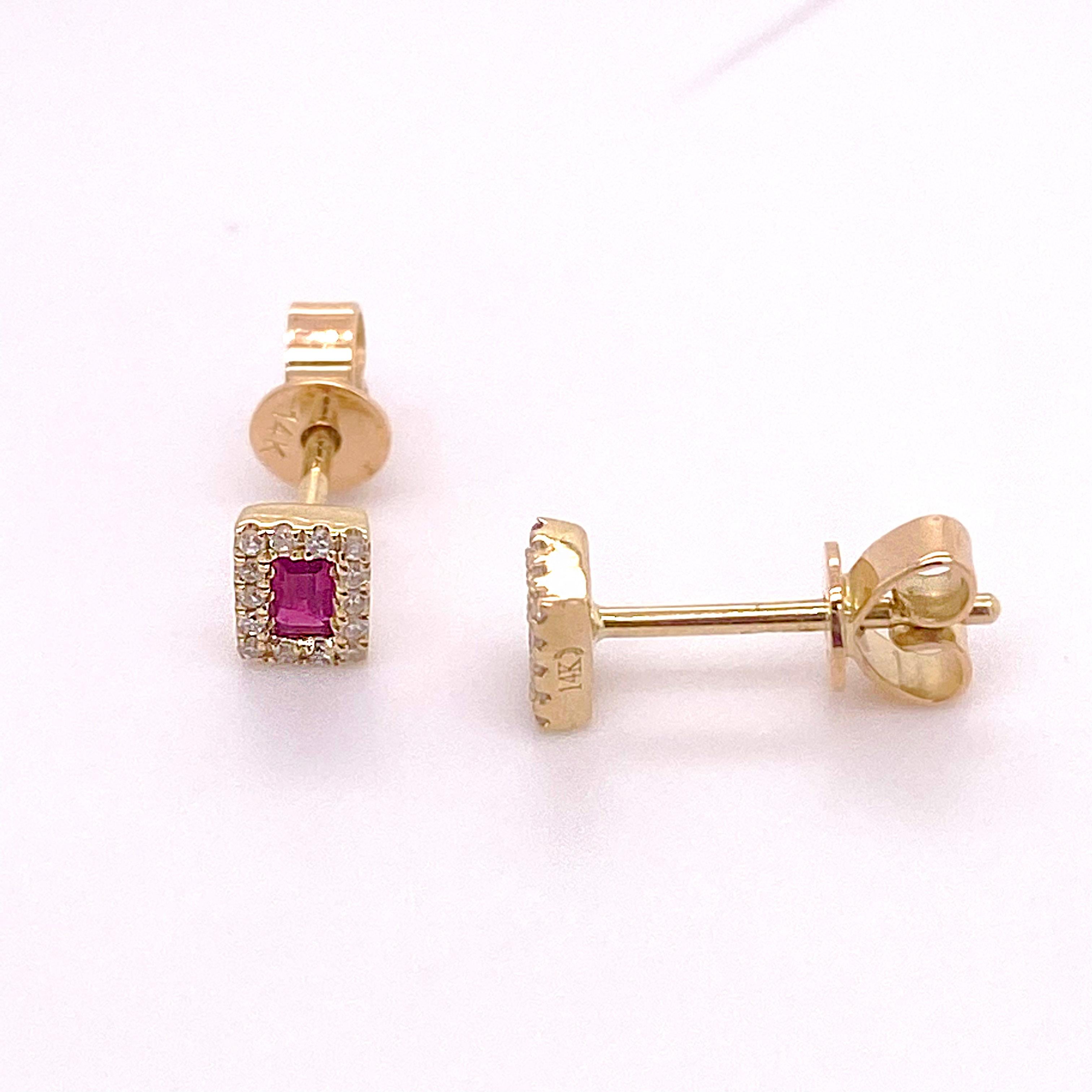 square ruby earrings