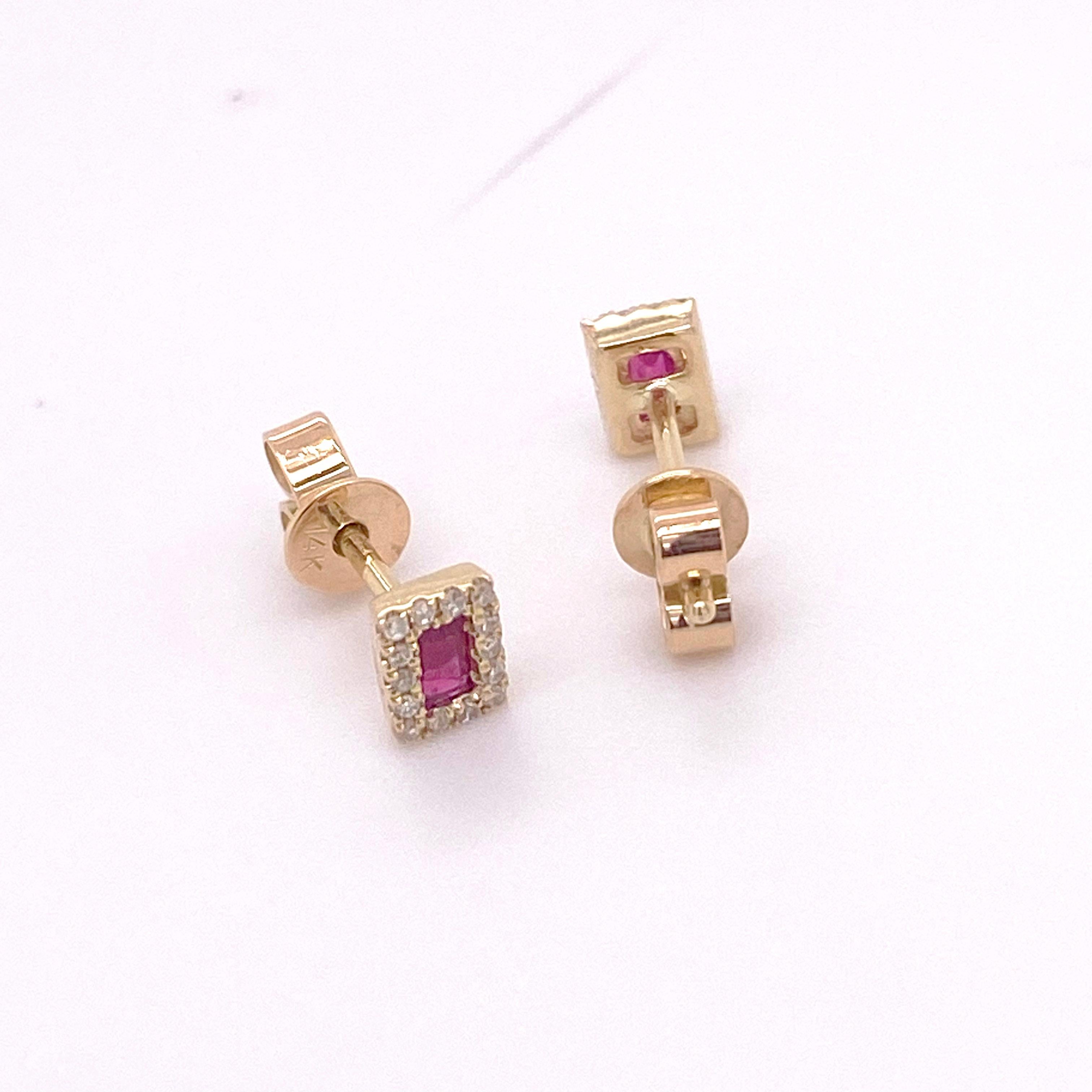square ruby earrings