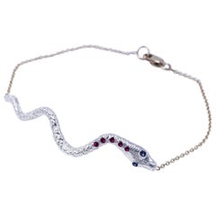 J Dauphin Bracelet serpent en or serti de rubis et tanzanite, bijouterie de mode