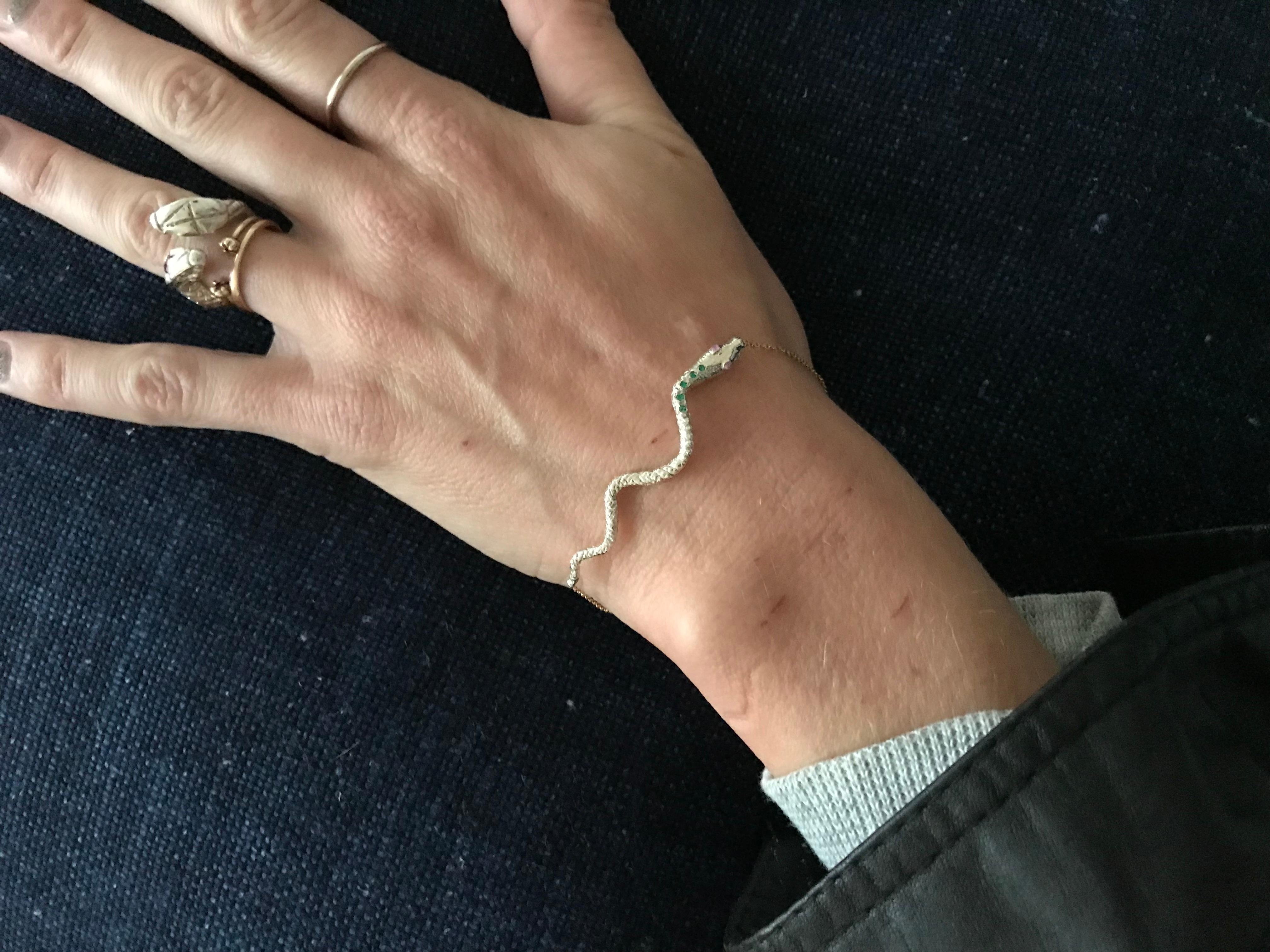 Women's Snake Bracelet Chain Link Ruby Tanzanite Sterling Silver J Dauphin For Sale