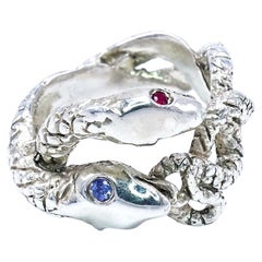 Rubin Tansanit Schlangenring aus Sterlingsilber  Statement-Cocktail von J Dauphin