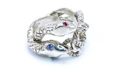 Ruby Tanzanite Snake Ring Silver Serpent Coctail Ring J Dauphin