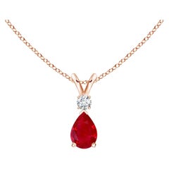 ANGARA 0.40ct Ruby Teardrop Pendant with Diamond in 14K Rose Gold