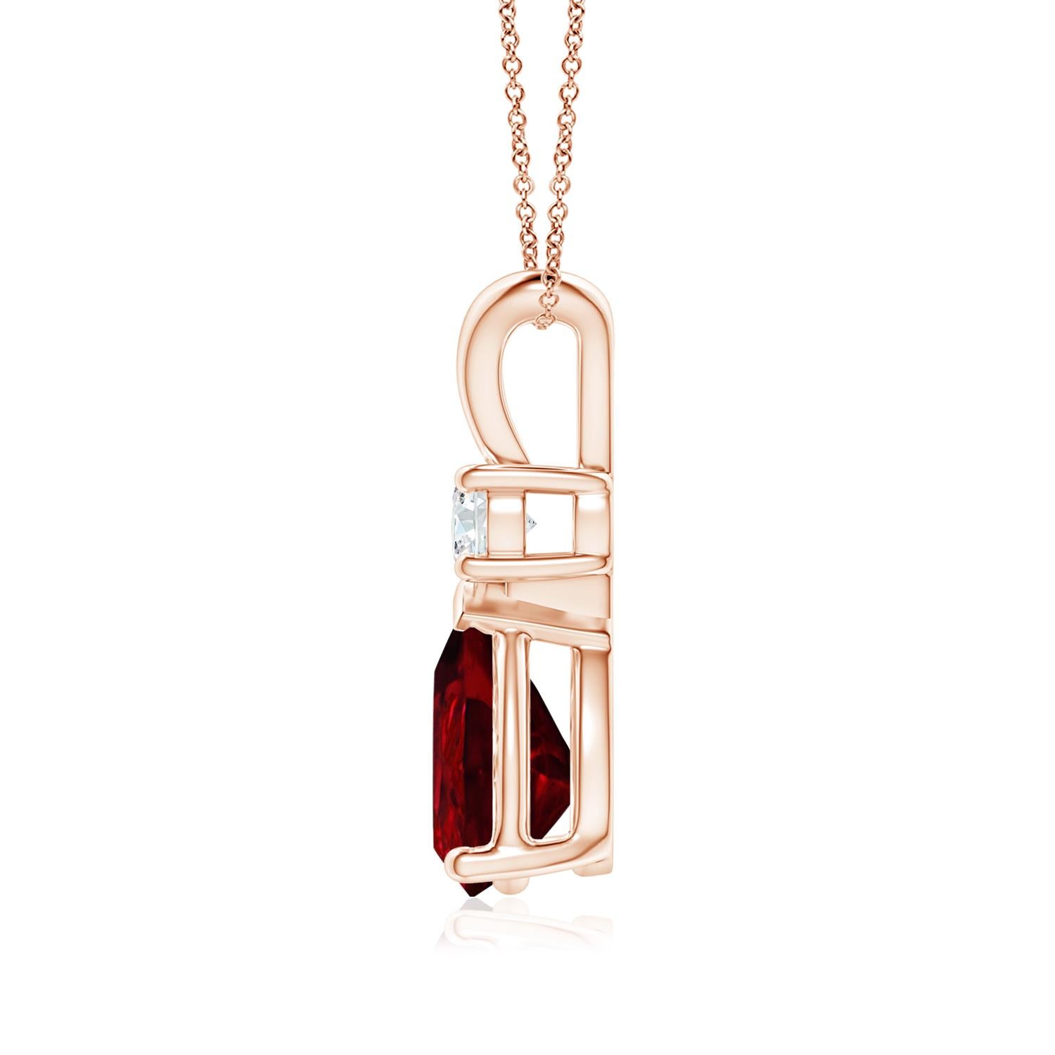 Pear Cut ANGARA 1.70ct Ruby Teardrop Pendant with Diamond in 14K Rose Gold  For Sale