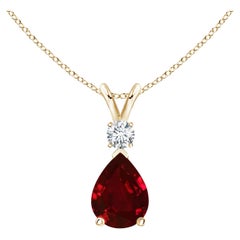 ANGARA 1.15ct Ruby Teardrop Pendant with Diamond in 14K Yellow Gold