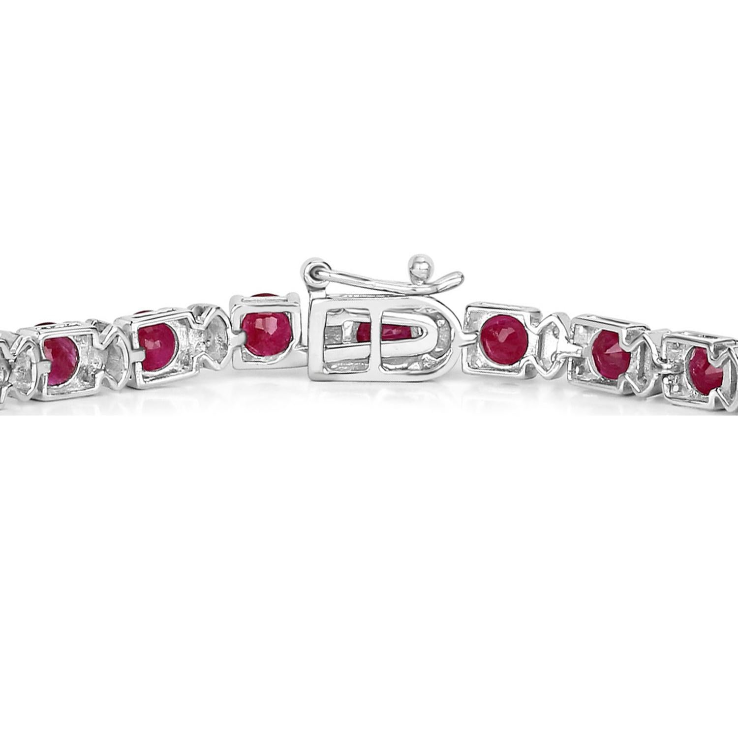 Ruby Tennis Bracelet Diamond Links 8.69 Carats 14K White Gold In New Condition For Sale In Laguna Niguel, CA