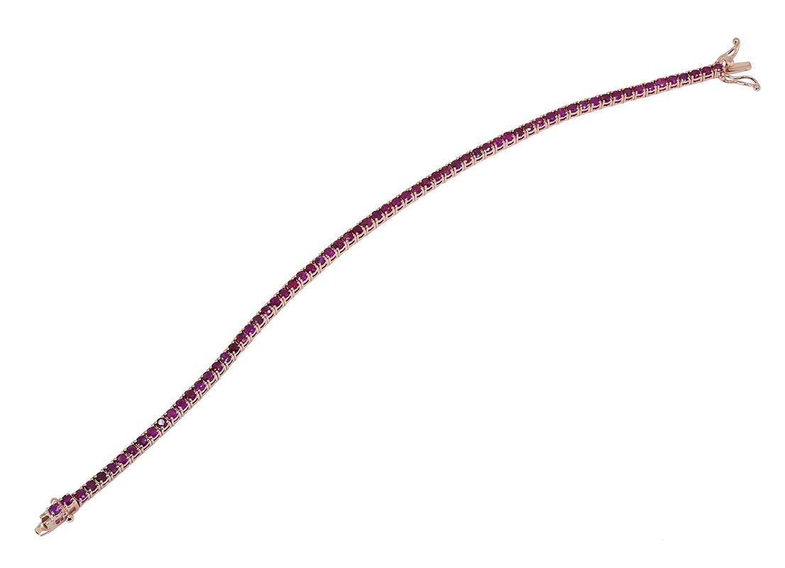 Contemporary Ruby Tennis Bracelet Set with 5.50 Carat of Round Rubies For Sale