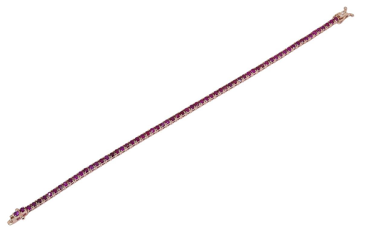 Ruby Tennis Bracelet Set with 5.50 Carat of Round Rubies In New Condition For Sale In New York, NY
