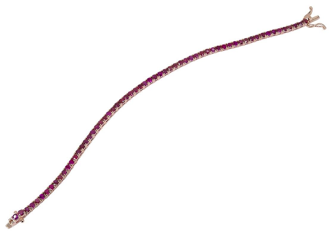 Rubin-Tennisarmband mit 6::09 Karat runden natürlichen Rubinen (Zeitgenössisch)