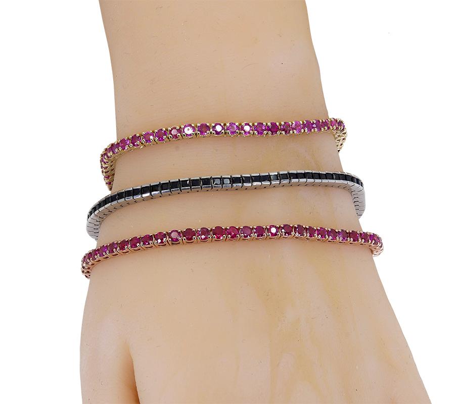 Rubin-Tennisarmband mit 7,21 Karat runden Rubinen (Zeitgenössisch) im Angebot