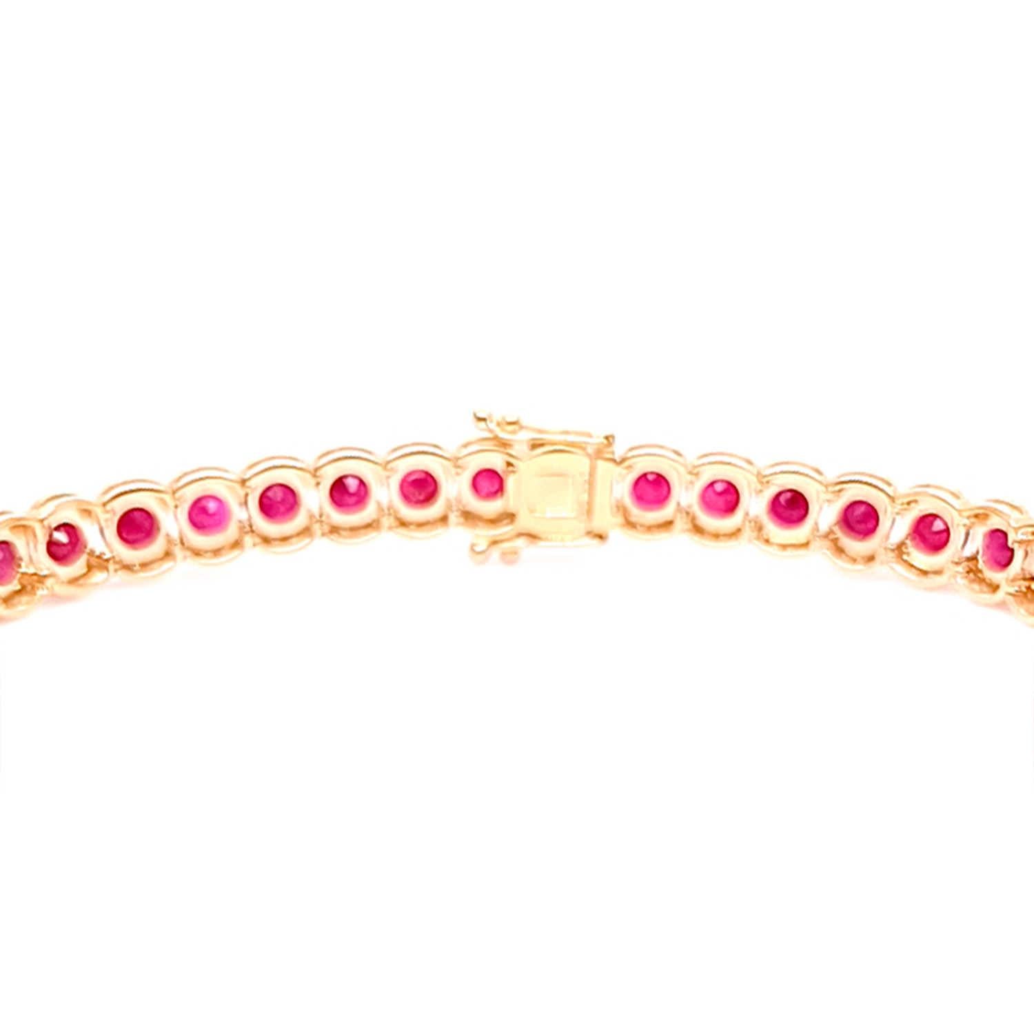 Ruby Tennis Bracelet With Diamonds 21.14 Carats 14K Yellow Gold In Excellent Condition For Sale In Laguna Niguel, CA