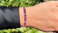 Rubin-Tennisarmband mit weißem Topas, 16.7 Karat, Sterlingsilber