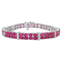 Rubin-Tennisarmband mit weißem Topas, 16.7 Karat, Sterlingsilber