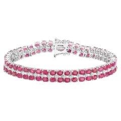 Ruby Tennis Bracelet With White Topaz 20 Carats Sterling Silver