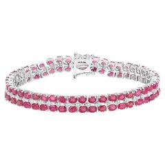 Ruby Tennis Bracelet With White Topaz 20 Carats Sterling Silver