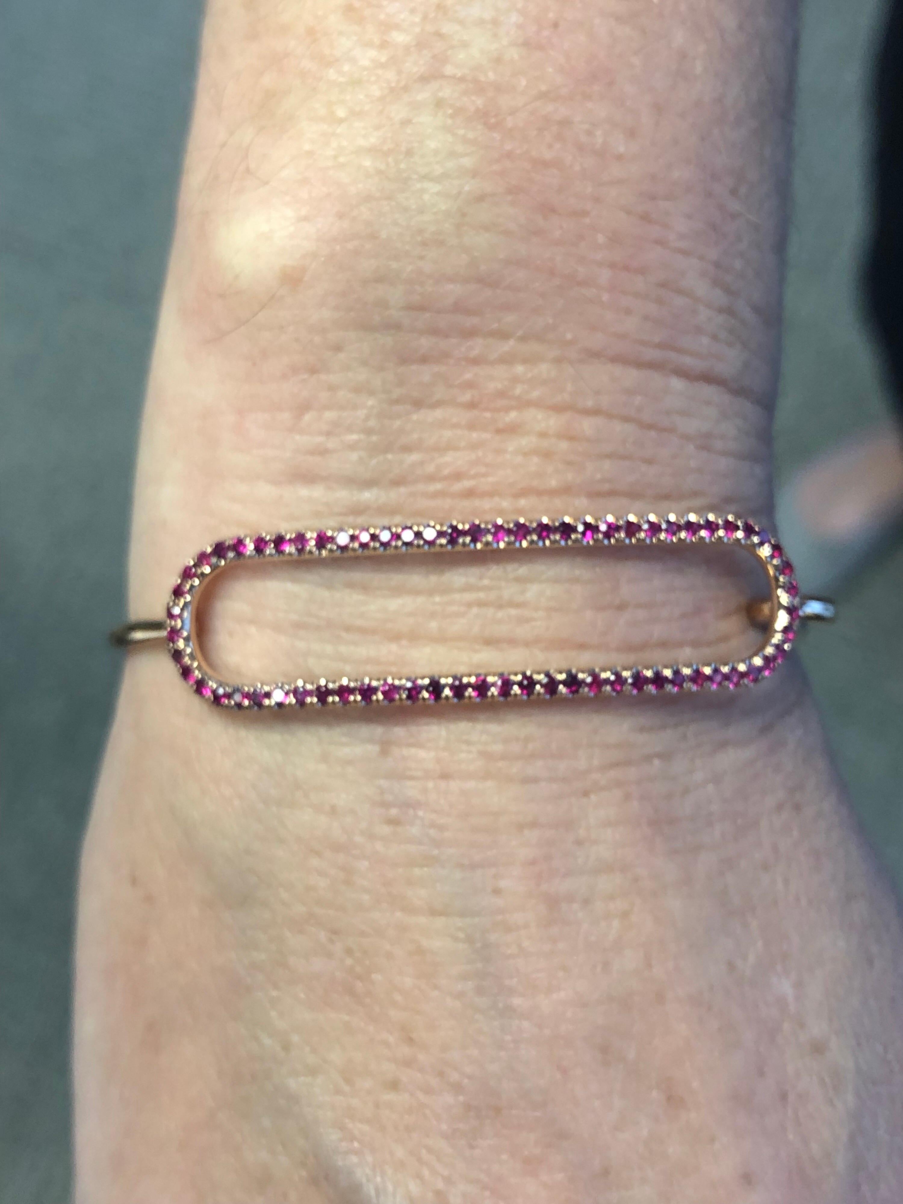 Modern Ruby Tension Bracelet in 18 Karat Yellow Gold