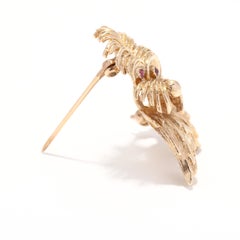 Ruby Terrier Dog Brooch, 14KT Yellow Gold