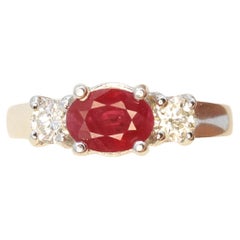 Verlobungsring mit drei Steinen, Rubin, Dreistein, 14K Weißgold, 1,27 Karat