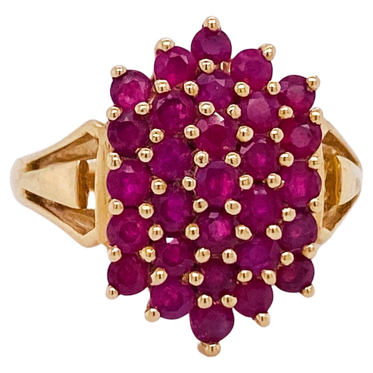 Ruby Tiered Honeycomb Low Profile Ring in 14k Yellow Gold 1/2 Carat Tw Rubies For Sale