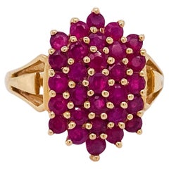 Ruby Tiered Honeycomb Low Profile Ring in 14k Yellow Gold 1/2 Carat Tw Rubies