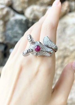 Ruby, Tourmaline and Diamond GOAT Ring in 18K White Gold