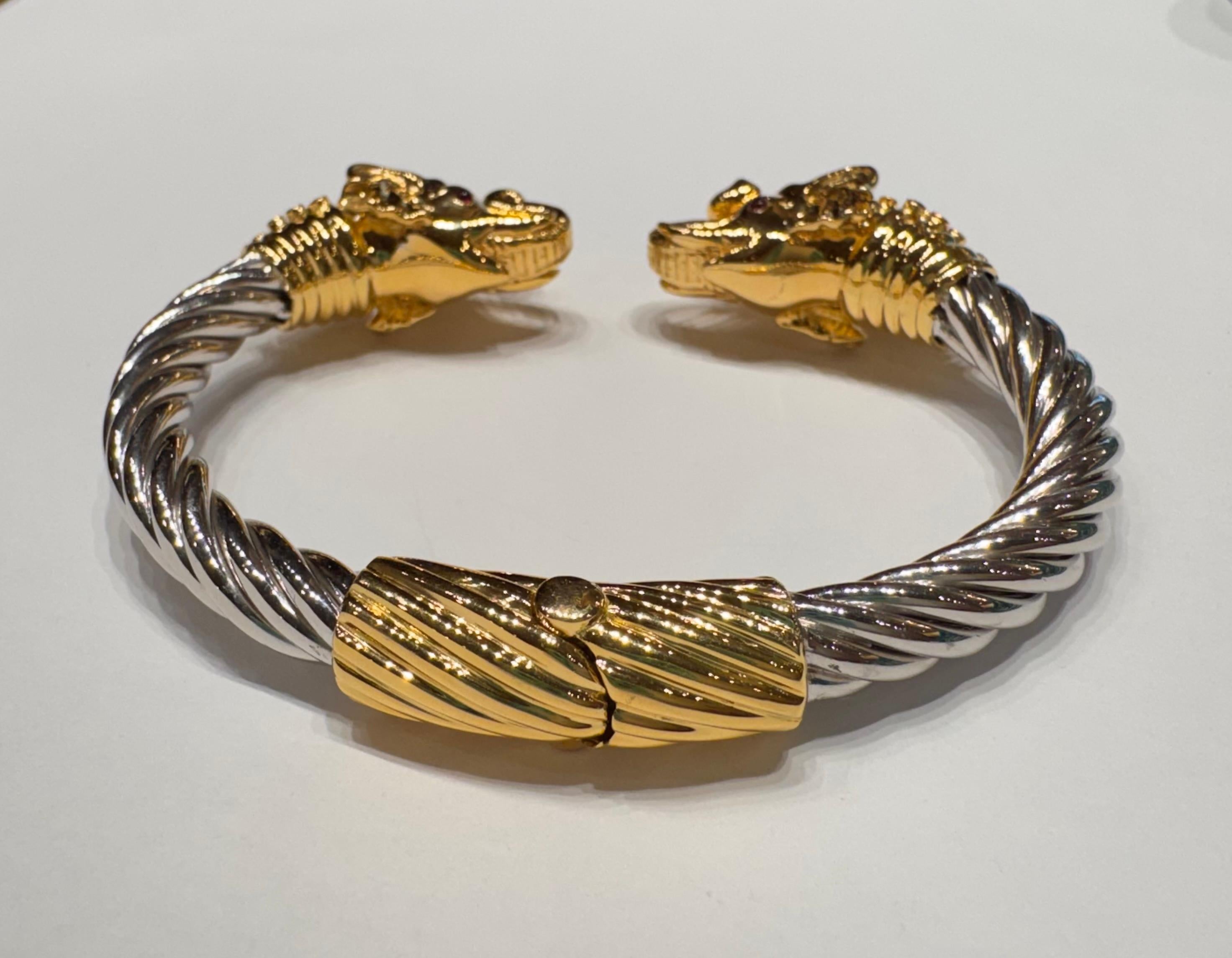 Bracciale Elefante con Rubino, Tsavorite, Zaffiro e Diamante in Argento 925 e Oro 18K in vendita 2