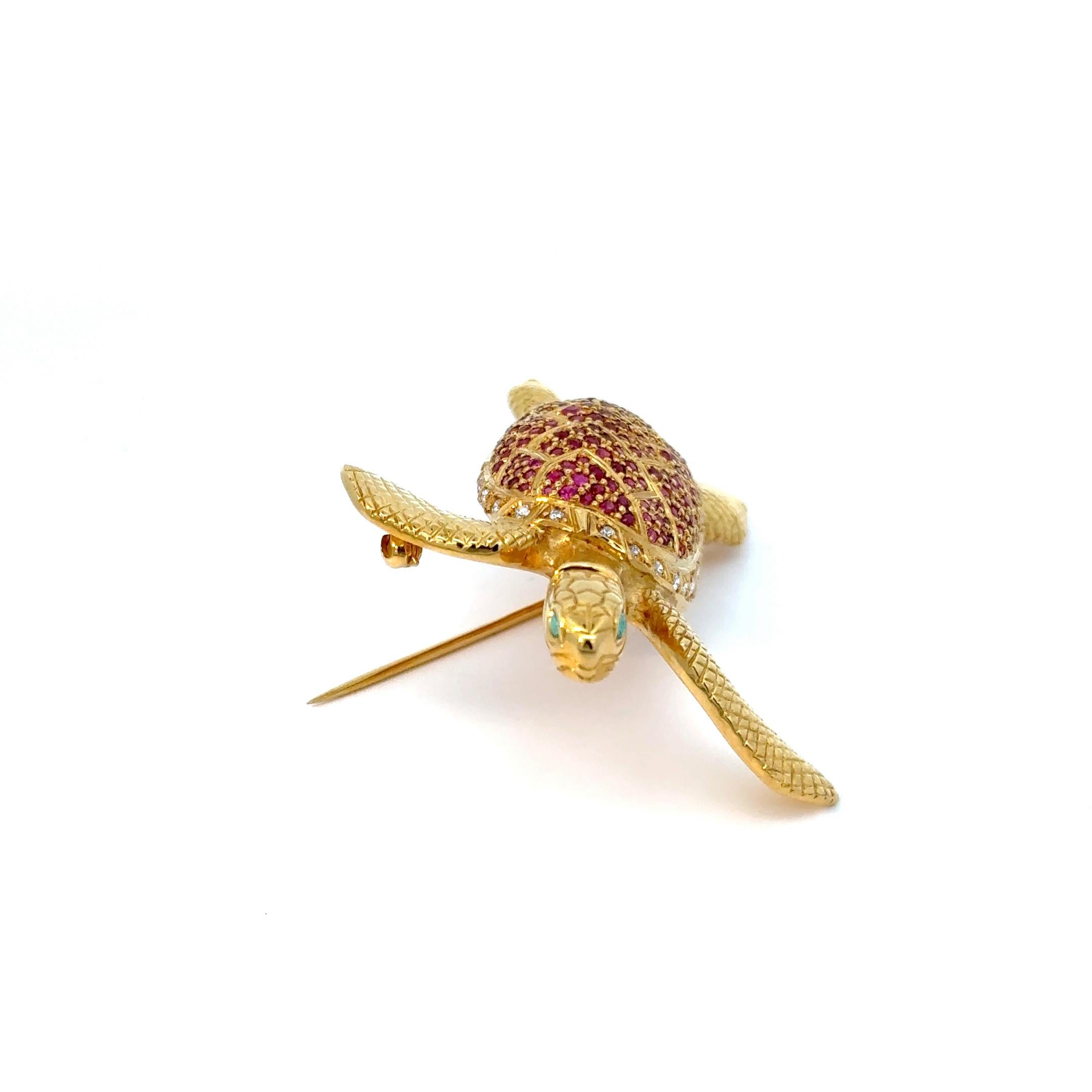 Ruby Turtle Brooch In New Condition For Sale In Idar-Oberstein, RP