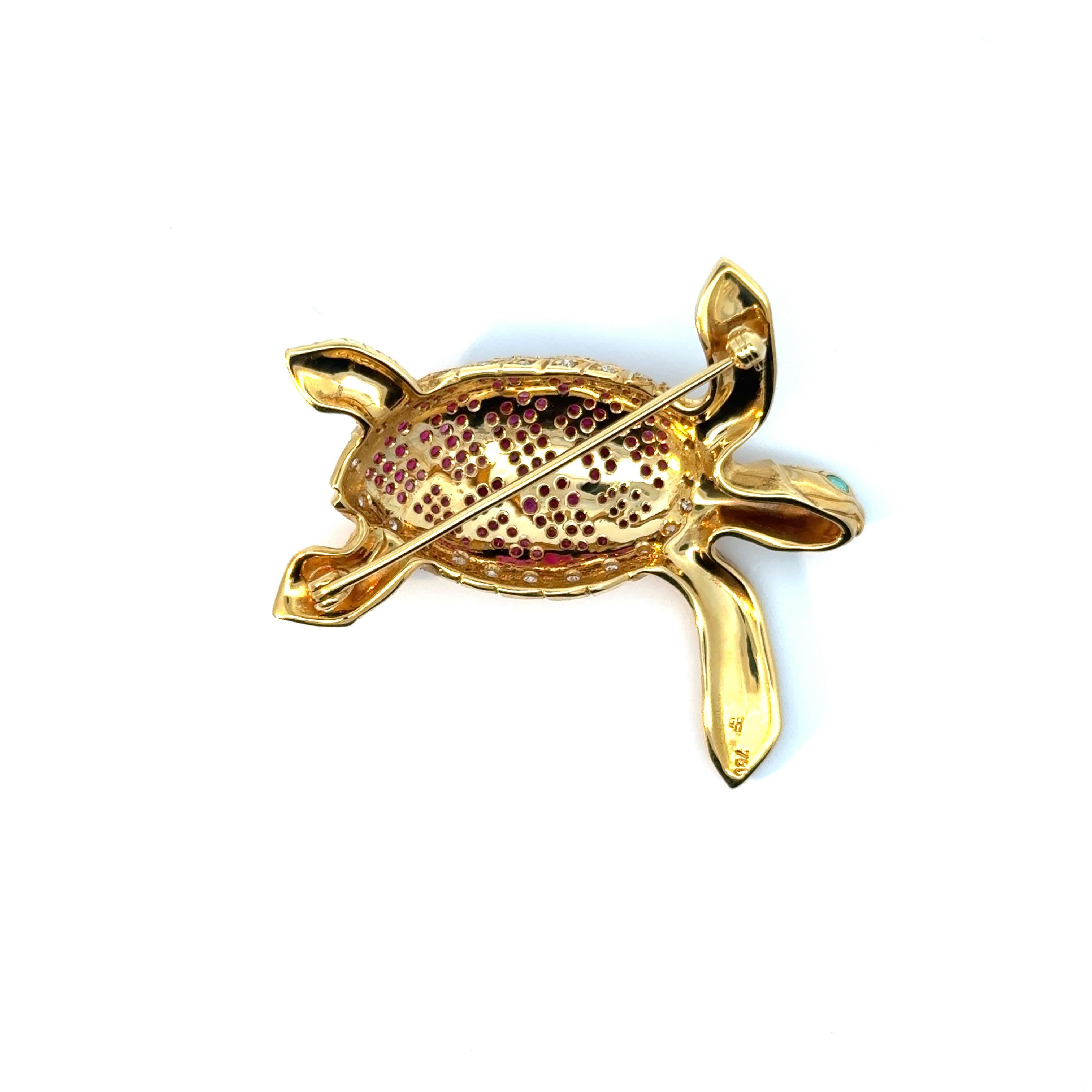 Ruby Turtle Brooch For Sale 1