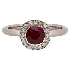 Ruby Untreated, No Heat with Diamond Halo Set in White Gold
