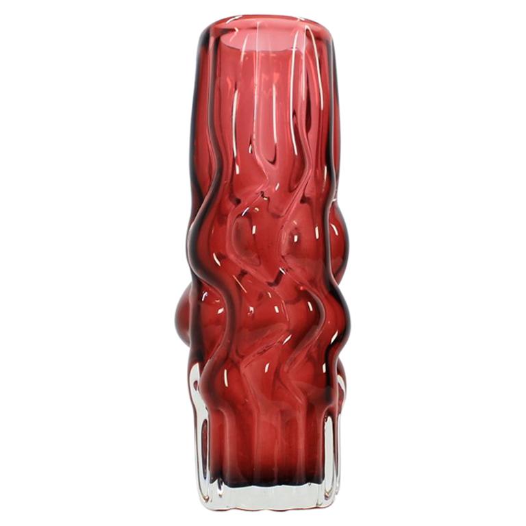 Ruby Vase Crystalex by Pavel Hlava, 1968s For Sale