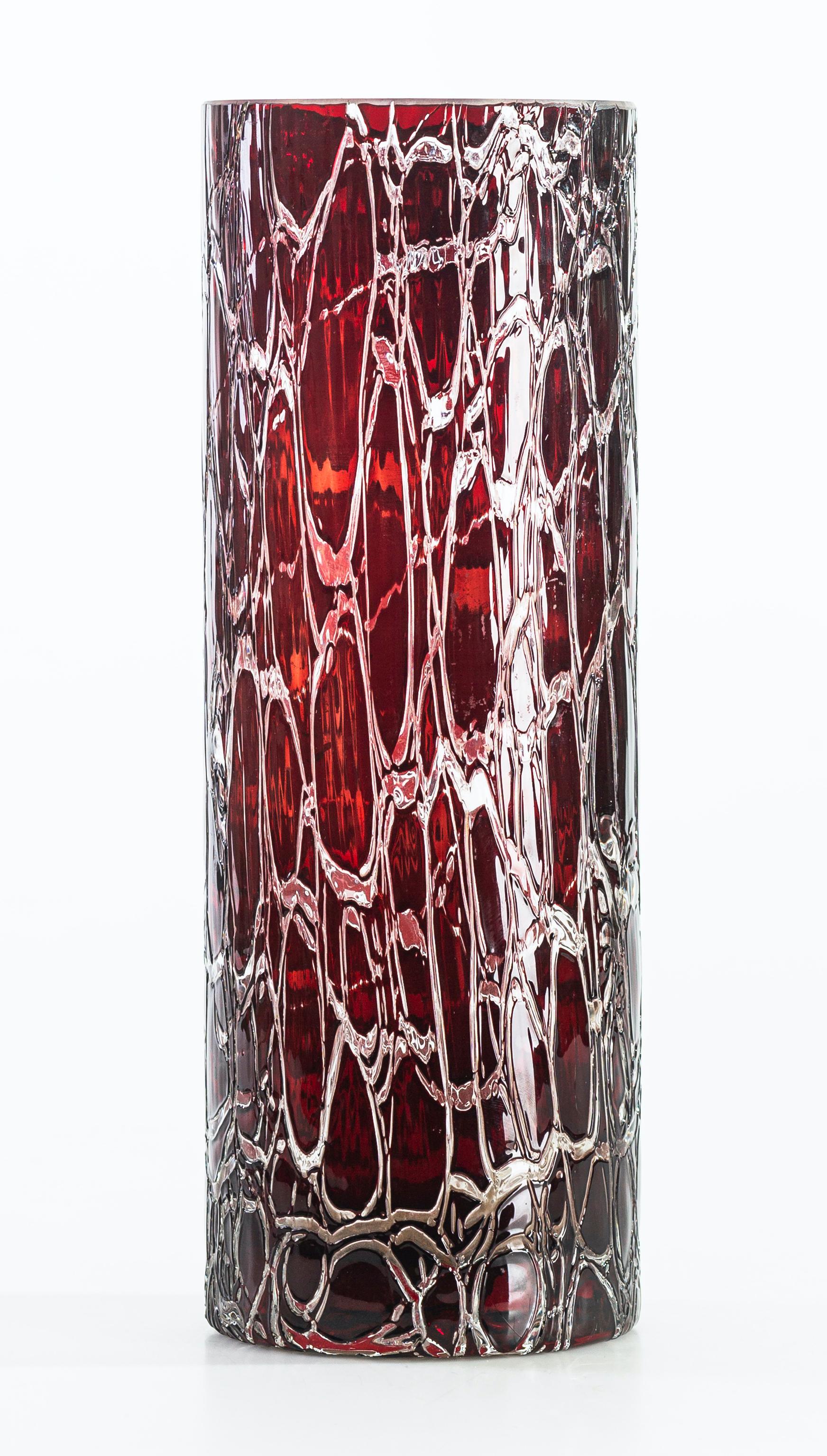European Ruby Vase, Glass Decorative Object, 1970s