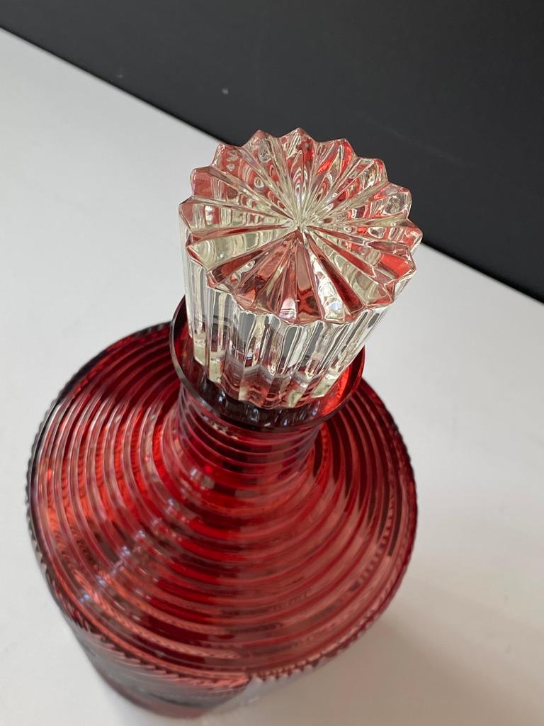 Ruby Vintage Inspired Whiskey Carafe with Hand Carved Details 2